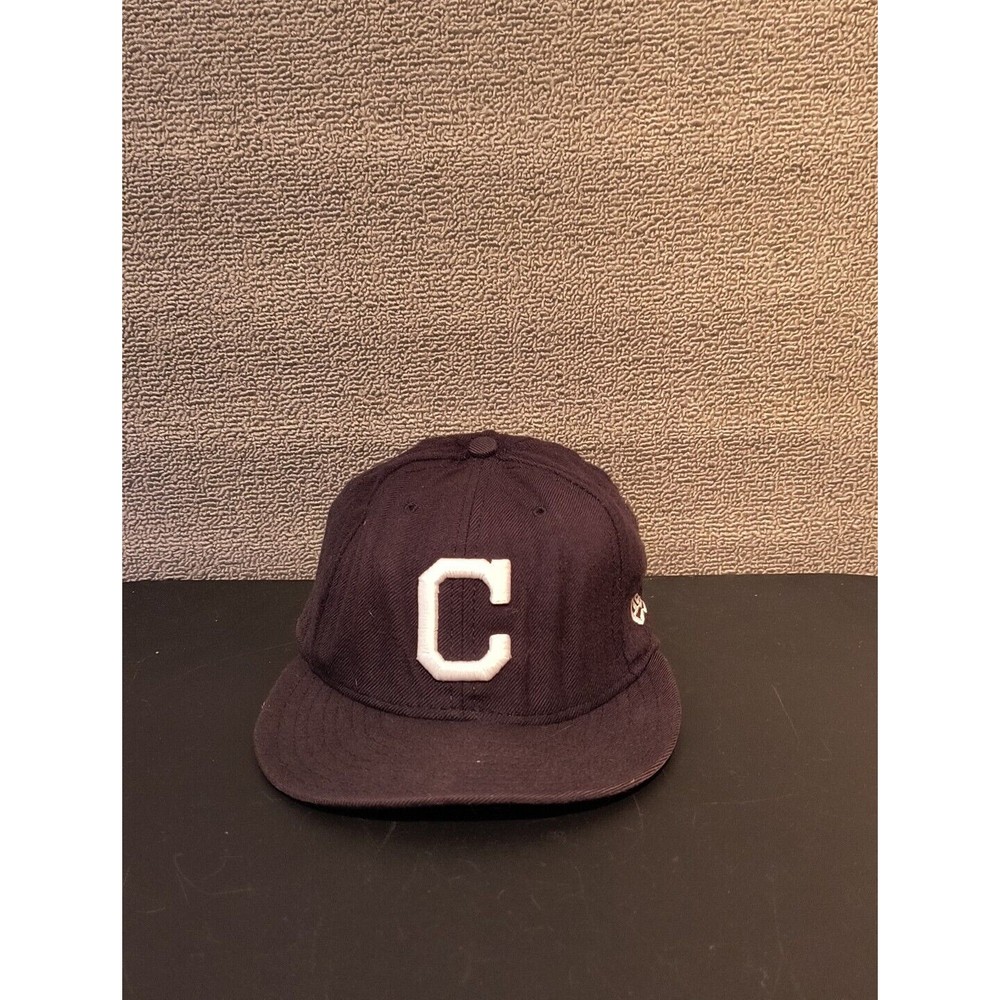New Era C logo Hat Cap Cleveland Guardians Black 100% Wool 7 ⅛